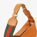 Gucci Web Striped Brown Lerahter Hobo Bag