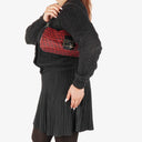 Fendi Red and Black Baguette Zucchino Shoulder Bag