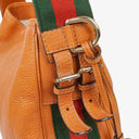 Gucci Web Striped Brown Lerahter Hobo Bag