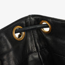 Chanel Black Leather CC Drawstring Shoulder Bag