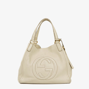 Sac fourre-tout en cuir neutre Gucci Soho