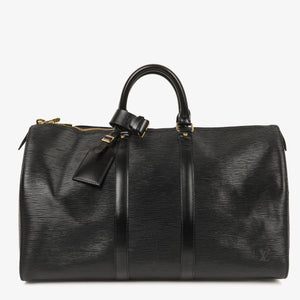 Louis Vuitton Keepall 45 Black EPI Leather Travel Bag