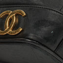 Chanel Black Leather CC Drawstring Shoulder Bag