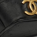 Chanel Black Leather CC Drawstring Shoulder Bag
