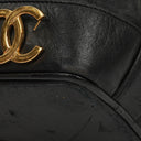 Chanel Black Leather CC Drawstring Shoulder Bag