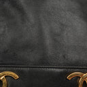 Chanel Black Leather CC Drawstring Shoulder Bag
