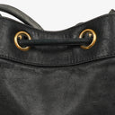 Chanel Black Leather CC Drawstring Shoulder Bag