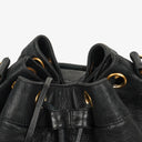 Chanel Black Leather CC Drawstring Shoulder Bag