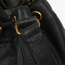 Chanel Black Leather CC Drawstring Shoulder Bag
