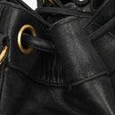 Chanel Black Leather CC Drawstring Shoulder Bag