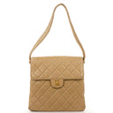 Chanel Vintage Double Sided Flap Bag Beige Quilted Lambskin 24K Gold-Plated Hardware