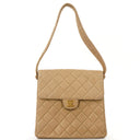 Chanel Vintage Double Sided Flap Bag Beige Quilted Lambskin 24K Gold-Plated Hardware