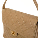 Chanel Vintage Double Sided Flap Bag Beige Quilted Lambskin 24K Gold-Plated Hardware