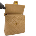Chanel Vintage Double Sided Flap Bag Beige Quilted Lambskin 24K Gold-Plated Hardware