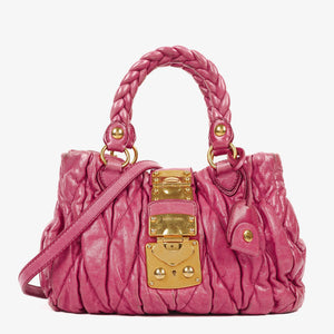 Miu Miu Matelasse Pink Leather Tote Bag