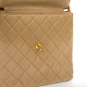 Chanel Vintage Double Sided Flap Bag Beige Quilted Lambskin 24K Gold-Plated Hardware