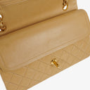Chanel Medium Classic Vintage Double Flap Bag Beige Quilted Lambskin 24K Gold-Plated Hardware