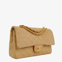 Chanel Medium Classic Vintage Double Flap Bag Beige Quilted Lambskin 24K Gold-Plated Hardware