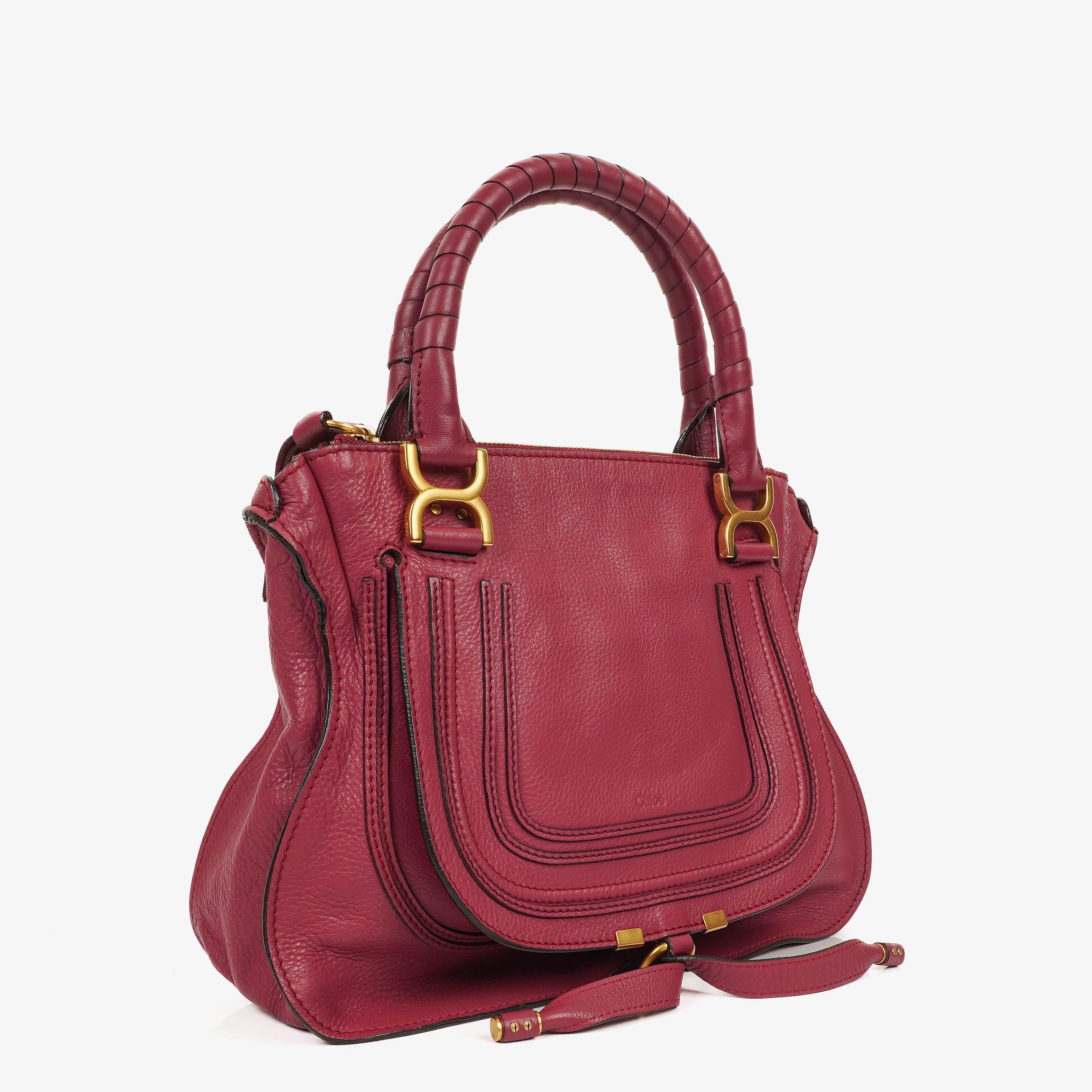 Chloe Marcie Medium Burgundy Leather Satchel