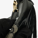 Gucci Black Patent Leather Braided Handle Ring Hobo Bag
