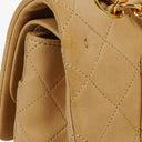 Chanel Medium Classic Vintage Double Flap Bag Beige Quilted Lambskin 24K Gold-Plated Hardware