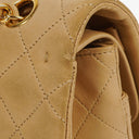 Chanel Medium Classic Vintage Double Flap Bag Beige Quilted Lambskin 24K Gold-Plated Hardware