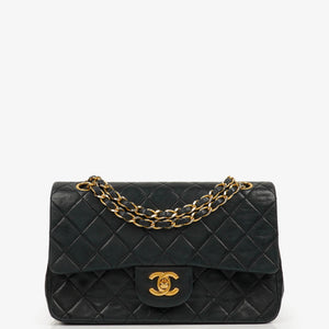 Chanel Double Flap Bag in Quilted Black Lambskin With 24K Gold-Plated Hardware