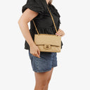 Chanel Medium Classic Vintage Double Flap Bag Beige Quilted Lambskin 24K Gold-Plated Hardware