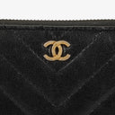 Chanel Large Gusset Zip Around Black Chevron Quilted Lambskin Wallet