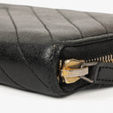 Chanel Large Gusset Zip Around Black Chevron Quilted Lambskin Wallet