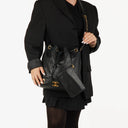 Chanel Black Leather CC Drawstring Shoulder Bag
