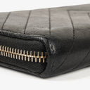 Chanel Large Gusset Zip Around Black Chevron Quilted Lambskin Wallet