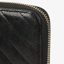 Chanel Large Gusset Zip Around Black Chevron Quilted Lambskin Wallet