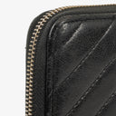 Chanel Large Gusset Zip Around Black Chevron Quilted Lambskin Wallet