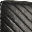 Chanel Large Gusset Zip Around Black Chevron Quilted Lambskin Wallet