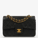 Chanel Vintage Classic Double Flap Bag in Quilted Black Lambskin with 24K Gold-Plated Hardware