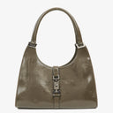Gucci Jackie Bardot Vintage Olive Green Patent Leather Handbag
