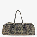 Fendi FF Navy Zucchino Boston Bag
