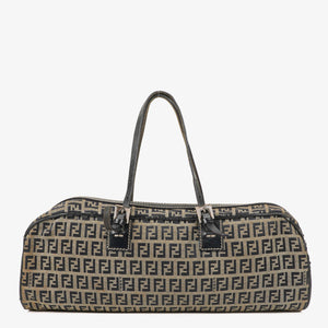 Fendi FF Navy Zucchino Boston Bag