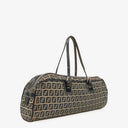 Fendi FF Navy Zucchino Boston Bag