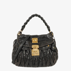 Sac Hobo Miu Miu Coffer Matelassé en cuir noir