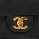 Chanel Medium Double Flap Bag Black Quilted Lambskin With 24K Gold-Plated Hardware And Mademoiselle Chain