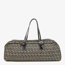 Fendi FF Navy Zucchino Boston Bag