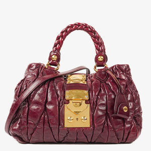 Miu Miu Matelasse Lux Amaranto Leather Tote Bag
