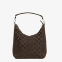 Gucci GG Monogram Brown Suede Hobo Bag