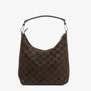 Gucci GG Monogram Brown Suede Hobo Bag