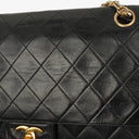 Chanel Medium Double Flap Bag Black Quilted Lambskin With 24K Gold-Plated Hardware And Mademoiselle Chain