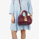 Miu Miu Matelasse Lux Amaranto Leather Tote Bag