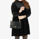 Chanel Medium Double Flap Bag Black Quilted Lambskin With 24K Gold-Plated Hardware And Mademoiselle Chain