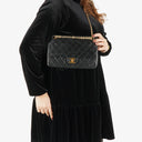 Chanel Medium Double Flap Bag Black Quilted Lambskin With 24K Gold-Plated Hardware And Mademoiselle Chain